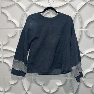 Harvey faircloth grey contrast pullover ruffle sweater L ii